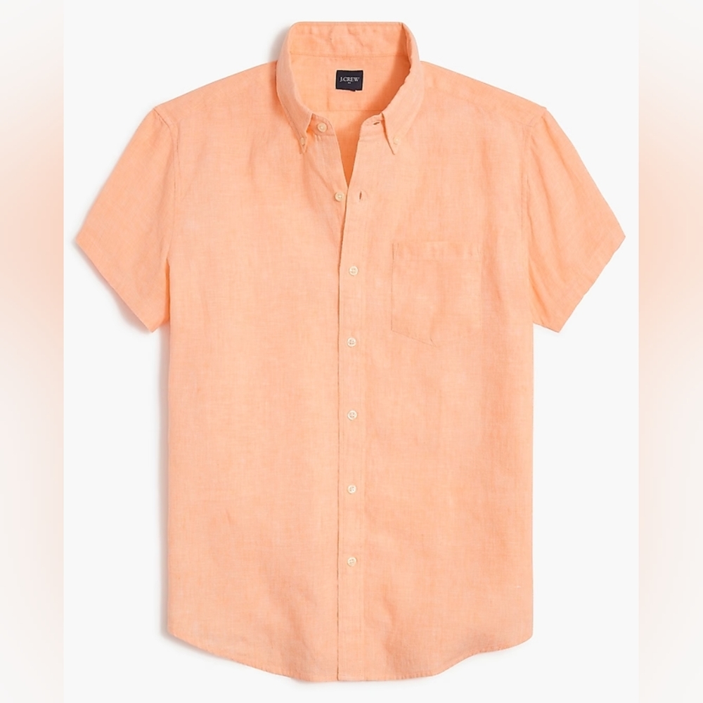 J. Crew Men's Short-sleeve Linen-Blend Shirt New Size Large